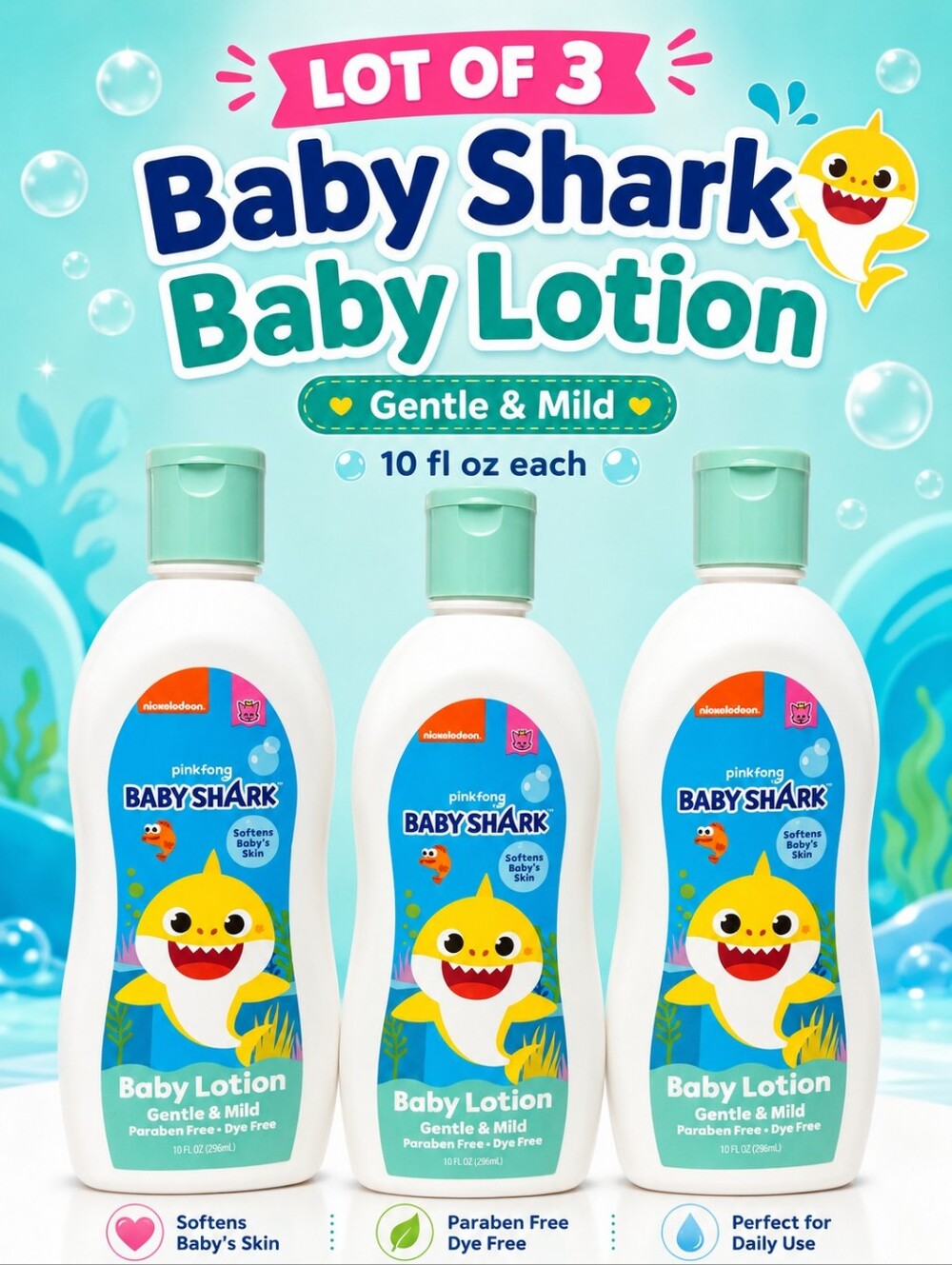 Pinkfong Baby Shark Lotion 3ct Bundle